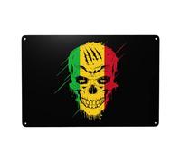 Cartel De Chapa Mali Patriot Skull National Flag Metal Sign Nostalgic Placa Metalica Art Letrero De Metal para Restaurante Taberna Cocina 20X30CM