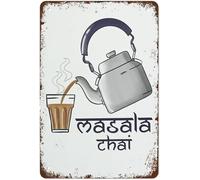 Cartel De Chapa Masala Chai Tea Placa Metalica Retro Metal Sign Nostalgic Letrero De Metal para Taberna Cocina Garaje 20X30CM