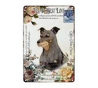 Cartel De Chapa Metálica, A Mi Mejor Amor, Acuarela De Perro Schnauzer, Rosa Francesa, Placa Metálica para La Pared Duradero, Resistente Señal De Prohibido para Garaje Cafetería Bar, 20X30Cm