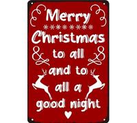 Cartel De Chapa Metálica, Feliz Navidad A Todos Y A Todos Buenas Noches., Placa Metal Protección UV, Resistente Señal Advertencia para Garaje Cafetería Bar, 20X30Cm