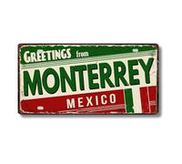 Cartel de Chapa Metálico de Ciudades Latinoamericanas, Diseño Vintage de Colombia México y Brasil, 30x15 cm, Decoración de Pared con Agujeros Pretaladrados (Monterrey)