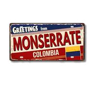 Cartel de Chapa Metálico de Ciudades Latinoamericanas, Diseño Vintage de Colombia México y Brasil, 30x15 cm, Decoración de Pared con Agujeros Pretaladrados (Monserrate)