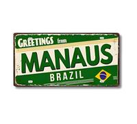 Cartel de Chapa Metálico de Ciudades Latinoamericanas, Diseño Vintage de Colombia México y Brasil, 30x15 cm, Decoración de Pared con Agujeros Pretaladrados (Man aus)