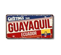 Cartel de Chapa Metálico de Ciudades Latinoamericanas, Diseño Vintage de Colombia México y Brasil, 30x15 cm, Decoración de Pared con Agujeros Pretaladrados (Guayaquil)