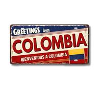 Cartel de Chapa Metálico de Ciudades Latinoamericanas, Diseño Vintage de Colombia México y Brasil, 30x15 cm, Decoración de Pared con Agujeros Pretaladrados (Colombia)