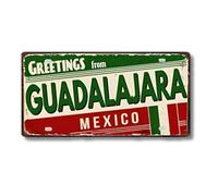 Cartel de Chapa Metálico de Ciudades Latinoamericanas, Diseño Vintage de Colombia México y Brasil, 30x15 cm, Decoración de Pared con Agujeros Pretaladrados (Guadalajara)