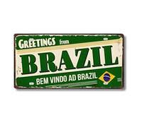 Cartel de Chapa Metálico de Ciudades Latinoamericanas, Diseño Vintage de Colombia México y Brasil, 30x15 cm, Decoración de Pared con Agujeros Pretaladrados (Brazil)