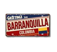 Cartel de Chapa Metálico de Ciudades Latinoamericanas, Diseño Vintage de Colombia México y Brasil, 30x15 cm, Decoración de Pared con Agujeros Pretaladrados (Barranquilla)