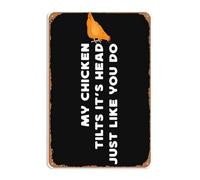 Cartel De Chapa Mi Gallina Inclina La Cabeza Igual Que Tú. Granjero De Gallinas Divertido Y Vintage. Tin Sign Regalos Pared Muestra Decoración Letrero De Estaño para Garaje Baño 20X30CM