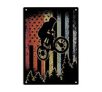 Cartel De Chapa Mountain Bike Retro Biking American Flag Placa Metalica Nostalgic Metal Sign Retro Letrero De Metal para Cocina Taberna Garaje 20X30CM