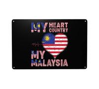 Cartel De Chapa My Heart My Country My Malaysia Tin Sign Retro Letrero De Metal Nostalgic Placa Metalica para Garaje Cocina Restaurante 20X30CM