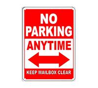 Cartel De Chapa No Parking Anytime Double Arrows Keep Mailbox Clear No Parking Anytime Placa Metalica Nostalgic Metal Sign Art Letrero De Metal para Taberna Cocina Garaje 20X30CM