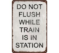 Cartel De Chapa No Tires De La Cadena Mientras El Tren Esté En La Estación. Divertido Y Clásico. Pared Muestra Retro Placa Metalica Regalos Tin Sign para Baño Garaje Restaurante 20X30CM