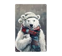 Cartel De Chapa Oso Tomando Café Letrero De Estaño Vintage Tin Sign Novedad Pared Muestra para Cafetería Restaurante Baño 20X30CM