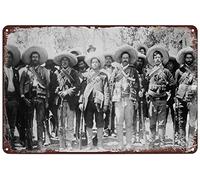 Cartel De Chapa Pancho Villa Con Generales De La Revolución Mexicana (Versión Vintage) Pared Muestra Decoración Placa Metalica Vintage Tin Sign Para Casa Garaje Baño 20X30CM