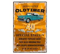 Cartel de chapa para 40 cumpleaños, 40 años, clásico, regalo para el 40 cumpleaños hombre, idea de regalo para 40 aniversario, divertido cartel 40 cumpleaños decoración - cartel de metal 20 x 30 cm