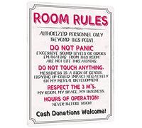 Cartel De Chapa para Chicas Adolescentes, Puertas, Reglas para Adolescentes, Accesorios para Dormitorios Universitarios, Cosas Pared Muestra Retro Placa Metalica Regalos Tin Sign para 20X30CM