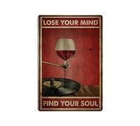 Cartel de chapa para decoración de carteles de metal retro vintage de vino y vinilo vintage Lose Your Mind Find Your Soul Reproducción de carteles de chapa de metal para decoración de pared para cafet