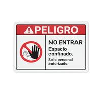 Cartel De Chapa Peligro. Prohibido El Paso. Espacio Confinado. Personal Autorizado. Español. Placa Metalica Retro Letrero De Estaño Regalos Pared Muestra para Restaurante Garaje 20X30CM