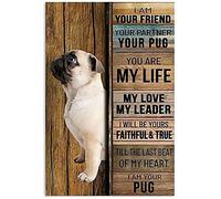 Cartel De Chapa Perro Soy Tu Amigo Tu Pug Gracioso Letrero De Estaño Regalos Tin Sign Novedad Placa Metalica para Cafetería Restaurante Garaje 20X30CM