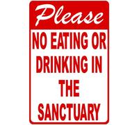 Cartel De Chapa por Favor, No Coma Ni Beba En El Santuario. Pared Muestra Decoración Tin Sign Regalos Placa Metalica para Baño Garaje Restaurante 20X30CM