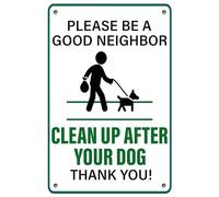 Cartel De Chapa por Favor, Sea Un Buen Vecino. Limpie Los Desechos De Su Perro. Divertido Patio Retro. Placa Metalica Decoración Letrero De Estaño Vintage Pared Muestra para Garaje 20X30CM