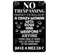 Cartel De Chapa Prohibido El Paso A Personas Negras. Propiedad Protegida Por Una Mujer Loca. Puerta De Casa En La Granja. Pared Muestra Retro Tin Sign Novedad Placa Metalica Para Garaje S