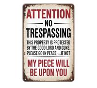 Cartel De Chapa Prohibido El Paso. Protegido por El Buen Señor. Cartel De Metal Resistente Y Duradera Letreros De Estaño Divertido Letrero De Metal para Granja Pub Garaje 20X30Cm