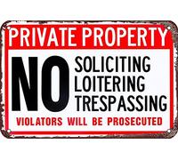 Cartel De Chapa Propiedad Privada - Prohibido Solicitar, Merodear, Entrar Sin Autorización. Baños, Bares, Panadería. Pared Muestra Retro Placa Metalica Regalos Tin Sign para Casa Baño 20X30CM
