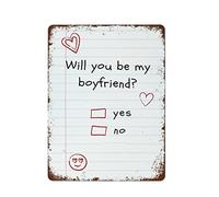 Cartel De Chapa ¿Quieres Ser Mi Novio? Marca Sí No Vintage Retro Letrero De Estaño Retro Pared Muestra Regalos Placa Metalica para Cafetería Baño Garaje 20X30CM