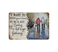 Cartel De Chapa Quiero Tomar Tu Mano A Los 80 Y Decirte Bebé, Déjame Ir A Pescar Retro Pared Muestra Vintage Placa Metalica Retro Tin Sign Para Garaje Pub Restaurante S