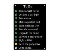 Cartel De Chapa Red To Do List Horse & Cowboy Adventure Gamer To Do Tin Sign Retro Letrero De Metal Divertido Metal Sign para Garaje Cocina Restaurante 20X30CM
