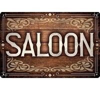 Cartel de chapa resistente a la intemperie, 30 x 20 cm, cartel de bar para cowboys, fans del salvaje oeste, cartel decorativo (Saloon)