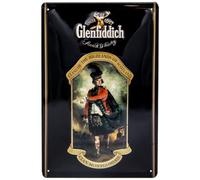 Cartel de chapa retro de whisky adecuado para amantes y amantes del whisky de GLENFIDDICH Single Malt Scotch Lovers y los amantes - Placa de chapa en relieve para los fans de Escocia, 30 x 20 cm
