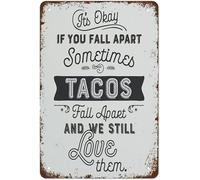 Cartel De Chapa Retro Está Bien Si Te Desmoronas A Veces Los Tacos Se Desmoronan Y Aun Así Los Amamos Afirmaciones Positivas Placa Metalica Vintage Tin Sign Regalos Para 20X30CM