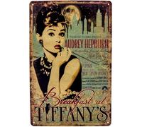 Cartel de chapa retro para fans de la película, 60 años de culto, idea de regalo para "Breakfast at Tiffany's" y Audrey Hepburn Fans, 20 x 30 cm