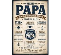 Cartel de chapa retro para papá - palabras positivas - Idea de regalo de cumpleaños y día del padre - 20 x 30 cm