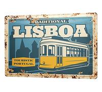 Cartel de chapa retro - Póster de metal vintage para viajes, diseño de Lisboa Portugal, 20 x 30 cm