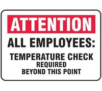 Cartel De Chapa Seguridad: Atención A Todos Los Empleados. Se Requiere Control De Temperatura A Partir De Este Punto. Carteles De Metal Decoración Letrero De Chapa De Metals M