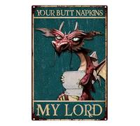 Cartel De Chapa Servilletas Divertidas De Dragon Tu Trasero Mi Señor Baño Sala De Estar Cocina, Letrero De Estaño Regalos Póster Metal Retro Para Casa Bar Acuáticos S