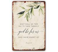 Cartel De Chapa Si Dios Está con Nosotros, ¿Quién Estará contra Nosotros? Versículos Cristianos Pared Muestra Vintage Placa Metalica Regalos Tin Sign para Restaurante Cafetería Garaje 20X30CM