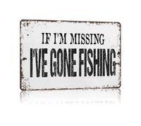 Cartel De Chapa Si No Estoy, Me He Ido A Pescar (Versión Clásica) Pared Muestra Decoración Tin Sign Regalos Placa Metalica para Baño Garaje Restaurante 20X30CM