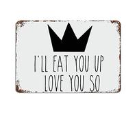 Cartel De Chapa Te Voy A Comer Te Amo Tanto Donde Viven Los Monstruos Guardería Motivacional Rústica Pared Muestra Retro Placa Metalica Decoración Tin Sign para Garaje Baño Cafetería 20X30CM