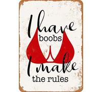 Cartel De Chapa Tengo Pechos, Yo Hago Las Reglas, Placa Vintage Retro Tin Sign Retro Placa Metalica Regalos Letrero De Estaño Para Cafetería Restaurante Garaje S