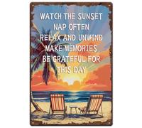 Cartel De Chapa Texto Motivacional sobre Playas Y Atardeceres Vintage Metálico Regalos Carteles De Metal para Baño Pub M