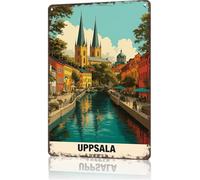 Cartel De Chapa Uppsala, Una Ciudad Universitaria Sueca, Es Una Ciudad Divertida. Pared Muestra Decoración Placa Metalica Vintage Tin Sign para Casa Cafetería Baño 20X30CM