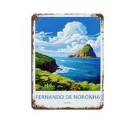 Cartel De Chapa Viajes Retro Fernando De Noronha Brasil Letrero De Estaño Regalos Tin Sign Decoración Placa Metalica para Cafetería Restaurante Baño 20X30CM