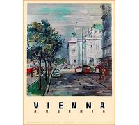 Cartel De Chapa Vienna Austria Street Scene Europe Vintage Travel Carteles De Pared De Metal Novedad Letrero De Estaño Vintage Placa Metalica para Cafetería Cocina Pub 30x40cm