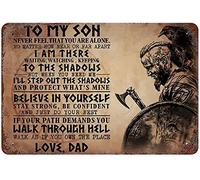 Cartel De Chapa Viking Warrior To My Son Letrero De Metal Nostalgic Metal Sign Retro Placa Metalica para Restaurante Garaje Cocina 20X30CM