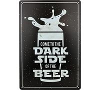 Cartel de Chapa Vintage - Come to The Dark Side of The Beer - 20x30cm - Idea de Regalo Original o como Accesorio de Bar, Placa Metalica Vintage para Decorar